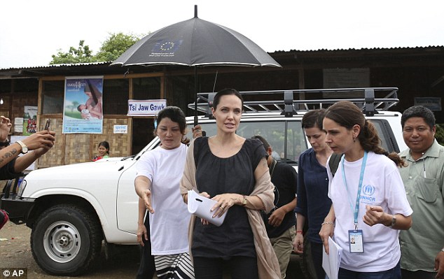 It was a fitting place for Jolie, a special envoy for the UN High Commissioner for Refugees, to visit as she tried to highlight the plight of those displaced and improve human rights in the country